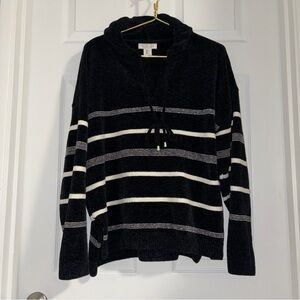 Rachel Zoe Hoodie luxury terry soft striped versatile dress up or down